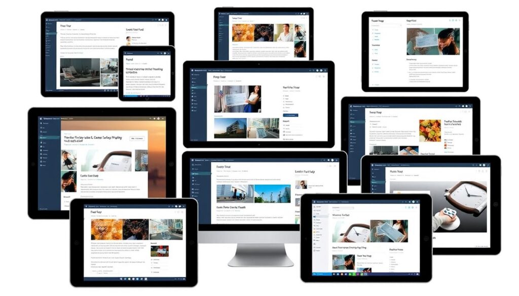 Collection of AI content creation tools interfaces showing different features and capabilities Collection of AI content creation tools interfaces showing different features and capabilities