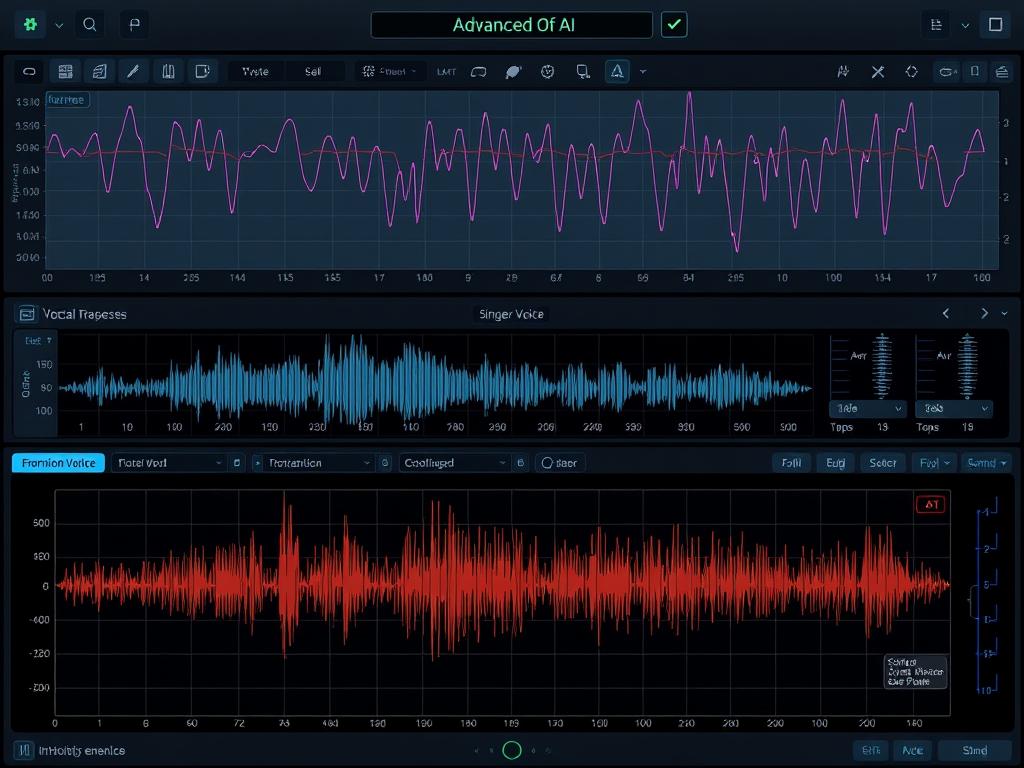AI vocal synthesis interface showing waveforms