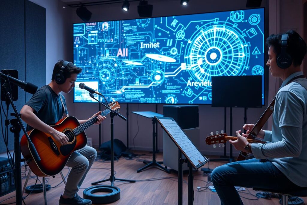 Musicians and AI working together in studio