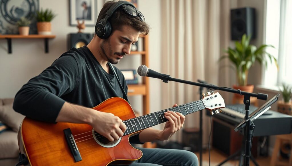 Person creating music with AI assistance